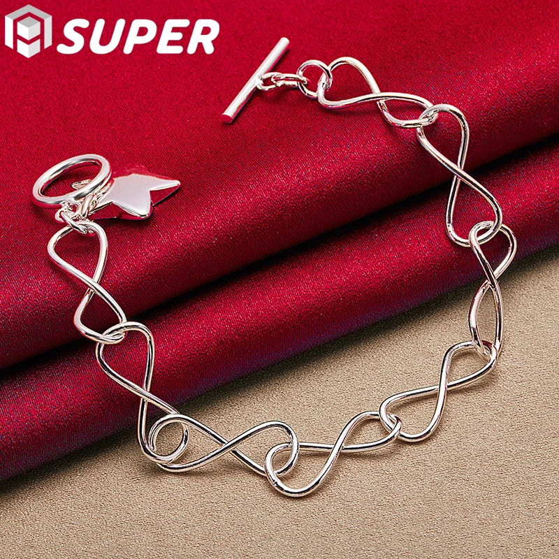 

925 Sterling Silver Star Pendant Bracelet Intersect Chain For Woman Charm Wedding Engagement Party Fashion Jewelry