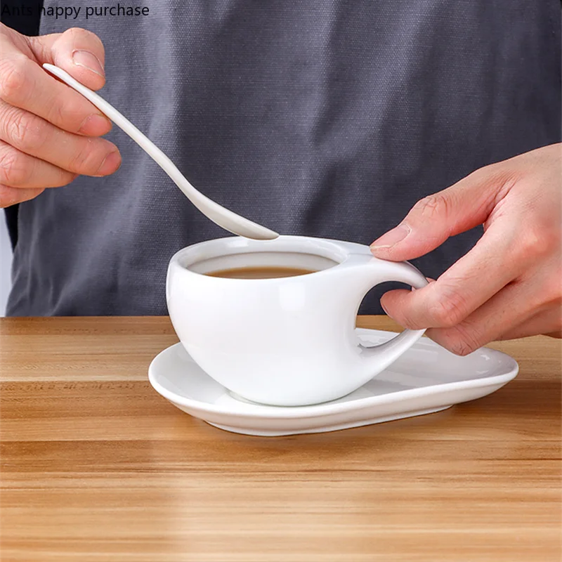 Caneca cerâmica branca pura 200ml copo de café e pires conjunto irregular copos de água da tarde xícara de chá leite copos de chá canecas de café