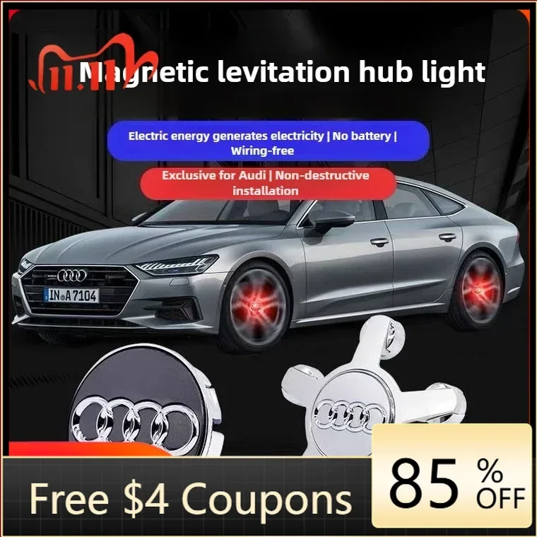 

Car Sticker Hot For Audi Hot 4pcs AUDI 60mm 69mm Hub Led Lights Cap Car Floating Illumination Wheel Center Covers Caps For AUDI