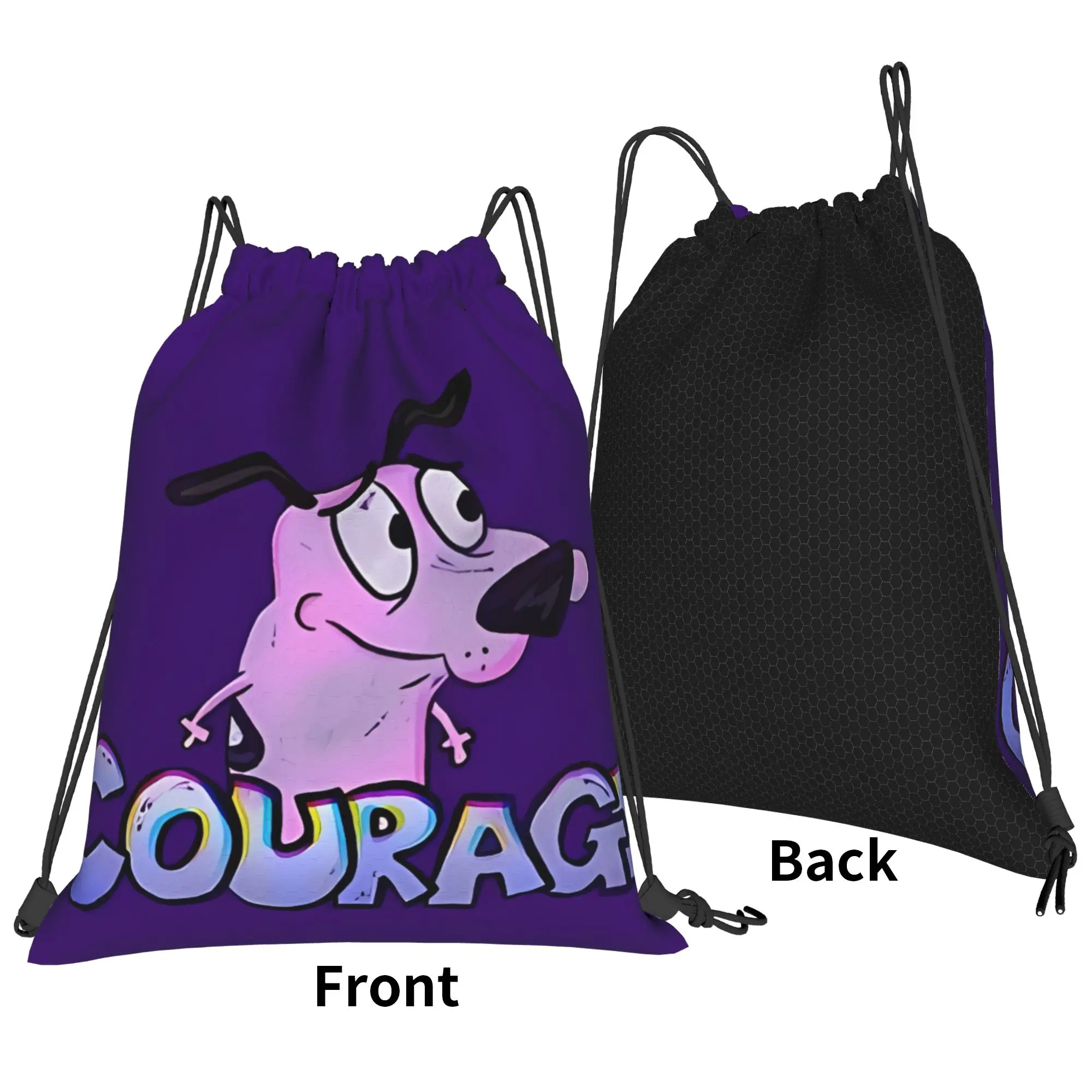 Courage cartoon dog Portable Sports Riding Gym Drawstring Storage Sporty Backpacks