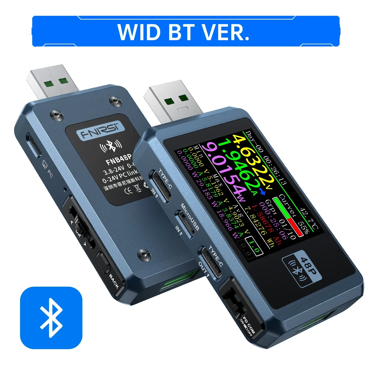 Imagem -06 - Fnirsi Usb Tester pd Gatilho Fnb48p Voltímetro Amperímetro Qc4.0 Mais Pd3.0 2.0 Pps Carga Rápida Tipo-c Carga Rápida Teste de Capacidade de Protocolo