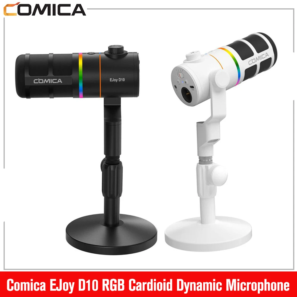 

Comica EJoy D10 USB Mute RGB Cardioid Dynamic Microphone with Desktop Stand for Gaming /Live Streaming /TikTok/Podcast Recording