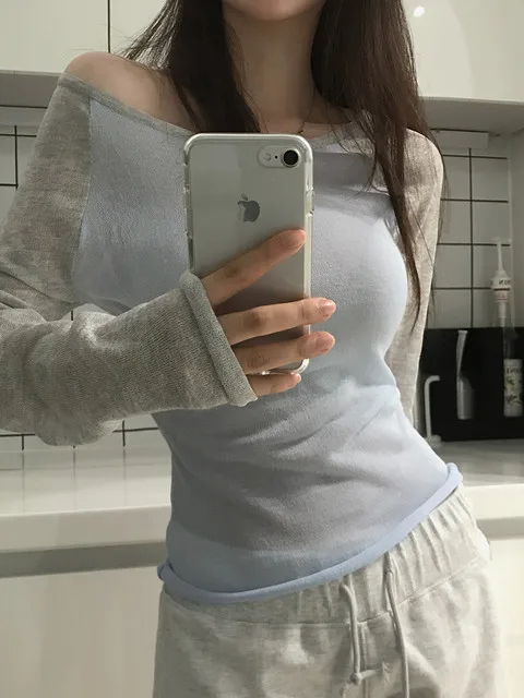 Slimming Effect Knitted Top Thin Breathable Color Block Design Air Conditioned Summer New Arrival Women's Fashionable Knitwear
