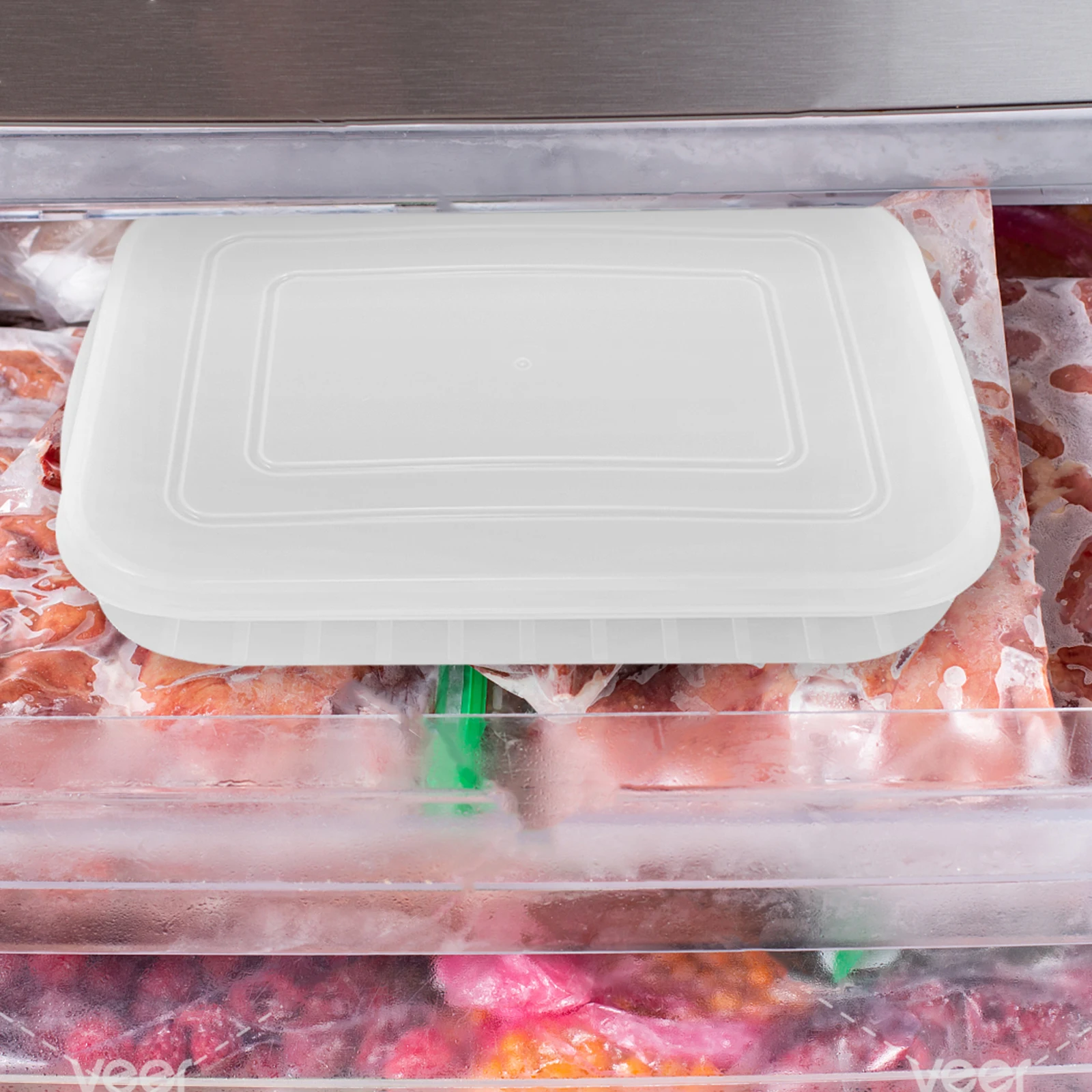 

4pcs Food Storage Containers Clear Refrigerator Boxes for Fridge Bacon Keeper Cold Meat Container Fruit Box Stackable PE Safe