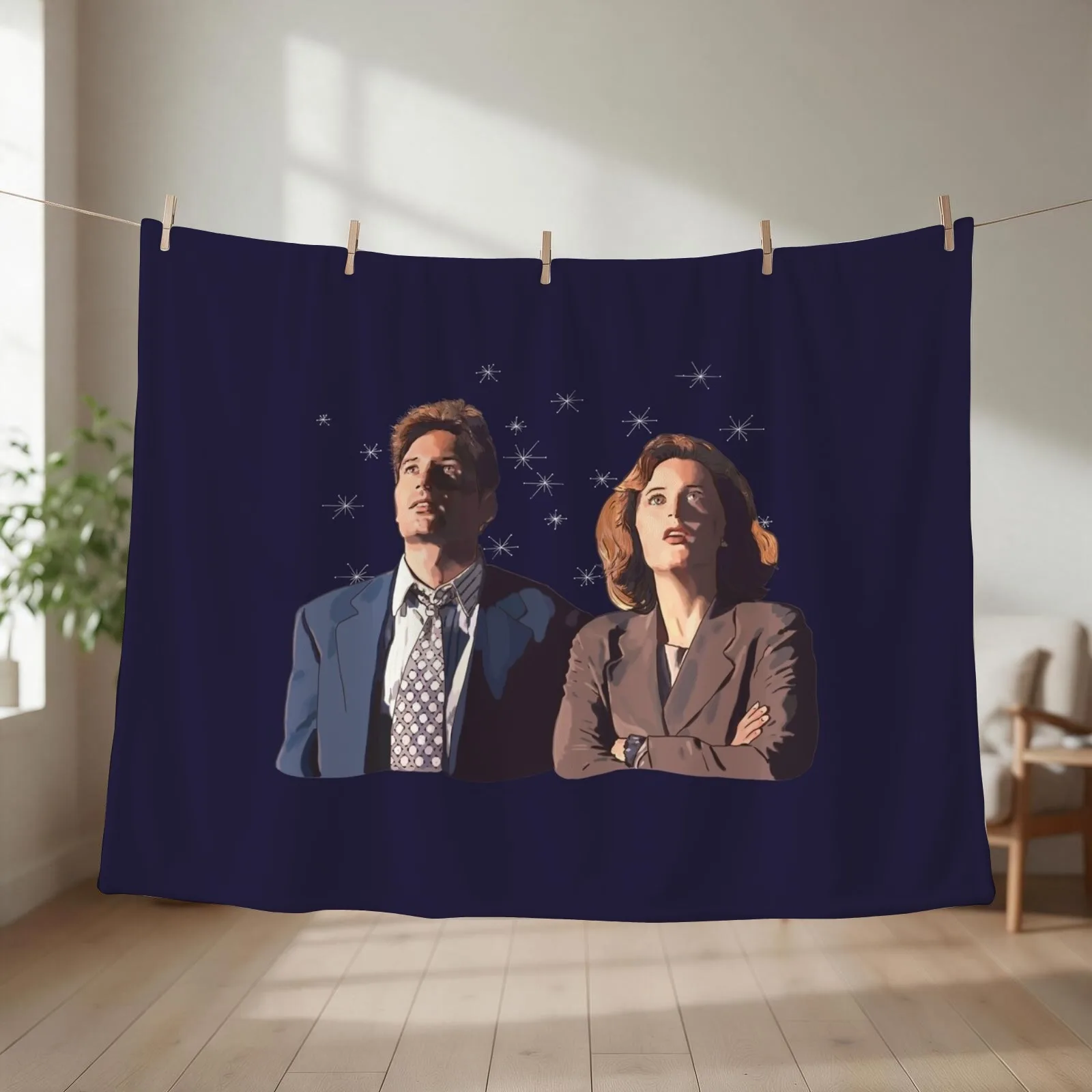 the X files deep throat Fox Mulder and Dana Scully Throw Blanket Heavy Multi-Purpose Cute Plaid Plaid on the sofa Blankets