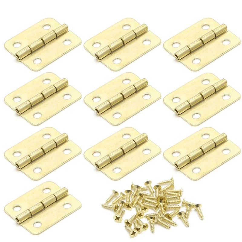 10x Kitchen Cabinet Door 4 Holes Drawer Hinges Jewelry Box Furniture 18x16mm