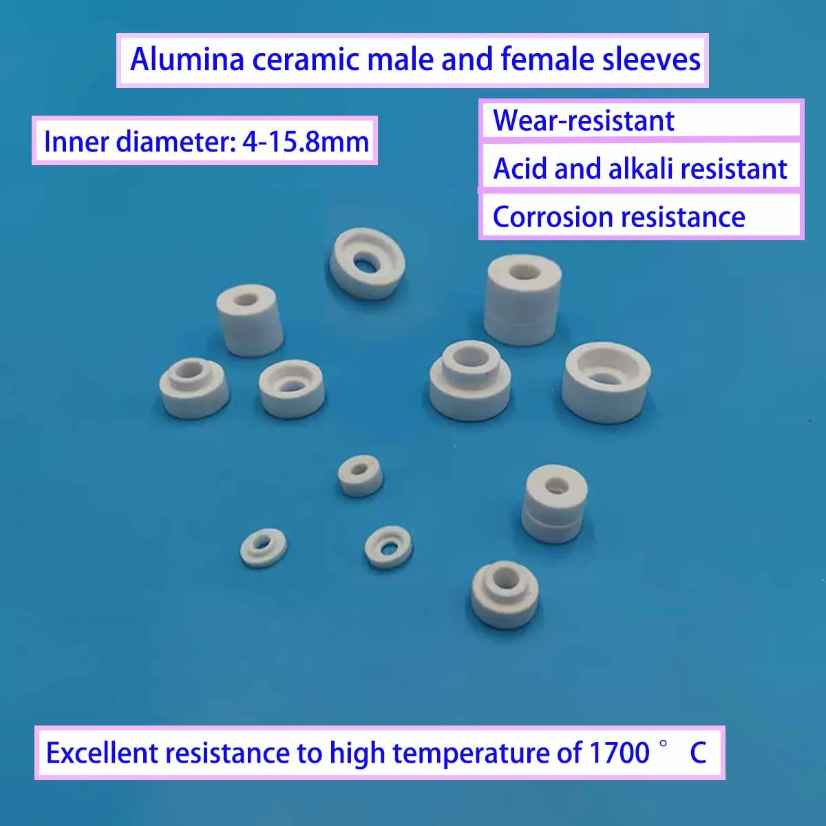 Aluminum Oxide Ceramic Male And Female Sleeves High-Temperature Resistant Insulation Gaskets T-Shaped Ceramic Component