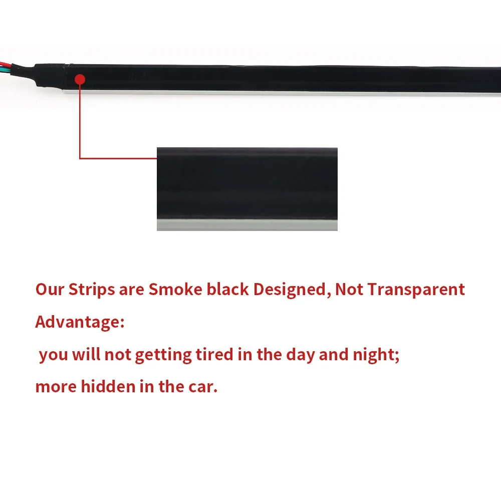 6/10/14/18 in 1 Newest Acrylic Black LED Strip Hidden Car LED Ambient Light Smoke Matt Black Symphony 213 Colors APP Control 12V
