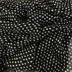 InjChiffon-Tissu noir et blanc à pois, largeur 140