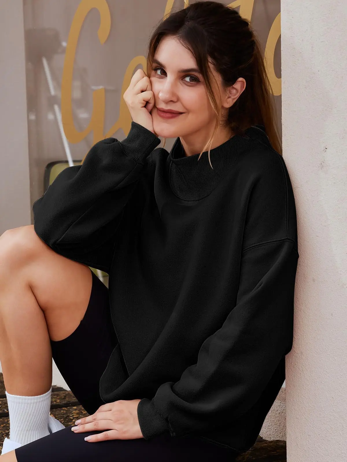 Womens-Oversized-Mock-Neck-Sweatshirt-Shoulder-Cut-Out-Design-Solid-Color-Long-Sleeve-Autumn-Lazy-Fit-Casual-Commuter-Pullover-T