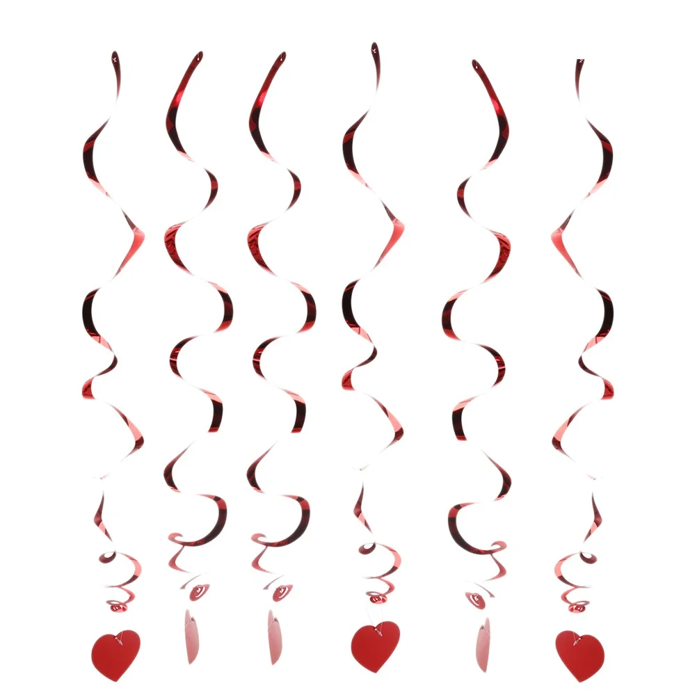 

6pcs 90Cm Love Heart Swirl Hanging Decorations Spiral Party Wedding Christmas Ornament Pendants Dizzy Dangler Party