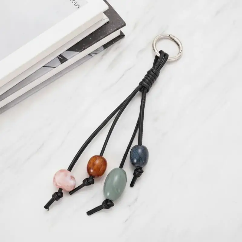 1 Stück Handgefertigter Vintage Stein-Pfirsich-Schlüsselanhänger Boho Taschenanhänger Rustikaler Glücksbringer Geschenk Damen Trendiger Schmuck – Detail 7