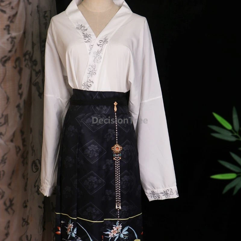 Chinese horse face skirt accessory Pearl tassels waist belt hanging antique hanfu Robe Placket qipao chain waist pendant