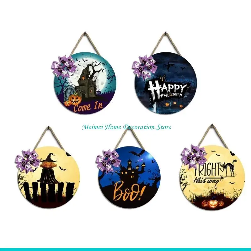 علامة H7BF Door Sign Halloween Signing For Home Outdoor Halloween Decorations Round