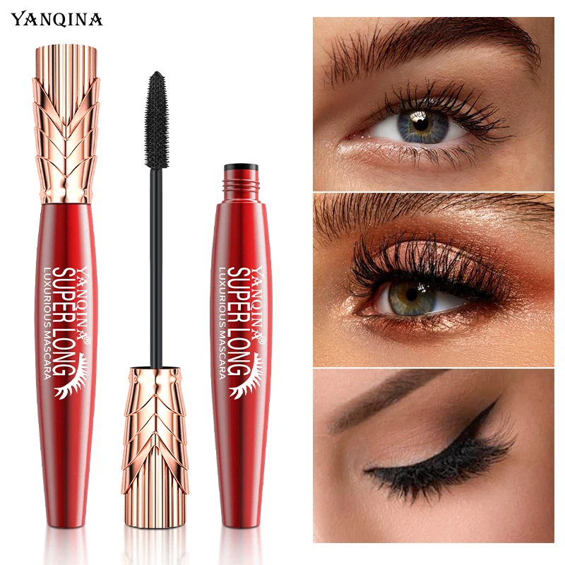 

4D Silk Fiber Mascara Thick Lengthening Waterproof Fast Dry Lasting Curling Non-Smudgy No Clumps Mascara Eyelash Length Makeup