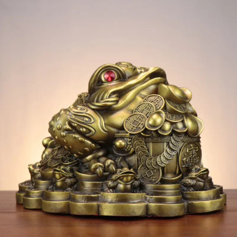 Jubao Bowl Golden Toad Home Furnishing Shop Decoration with The Fu Character Toad