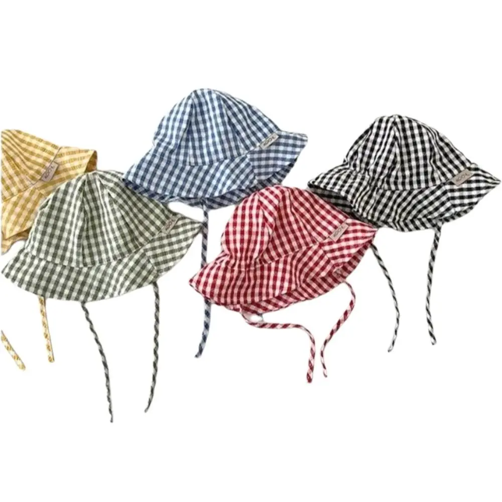 

Cute Striped Sun Hat with Windproof Rope Breathable Baby Bucket Hat UV Protect Fisherman Hat Children