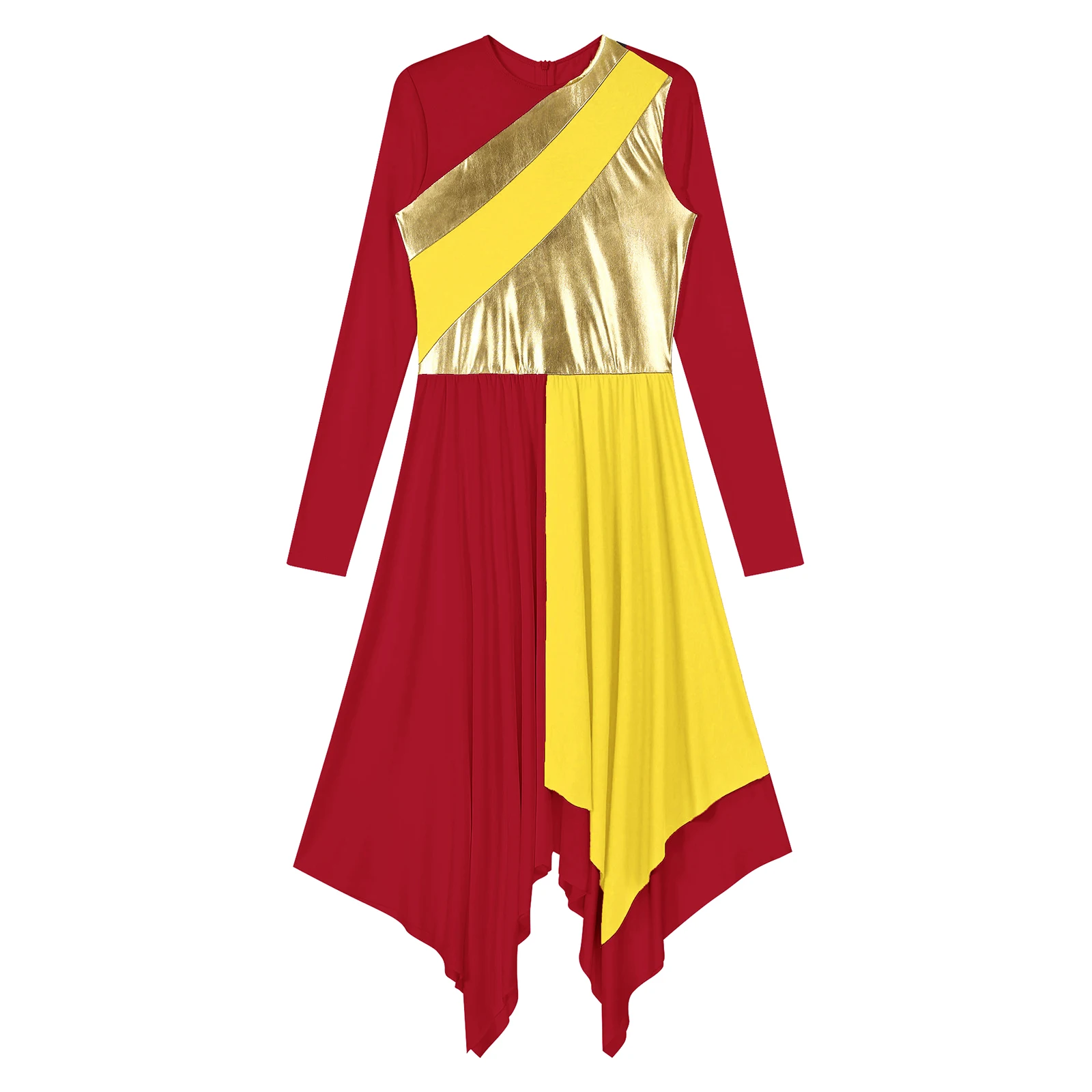 Robe de superposition de danse lyrique de ballet pour femmes, robes métalliques à manches longues, costume de performance de culte, vêtements de danse, éloge liturgique