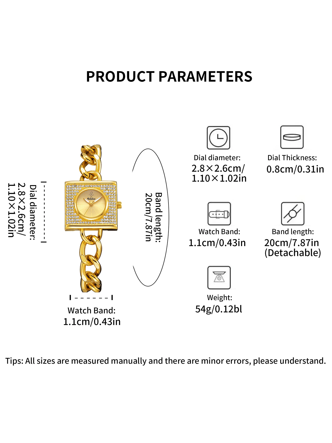 YaLaLuSi Fashionable ladies’ small square watch, fully set with diamonds: an elegant, compact timepiece for casual wear reloj