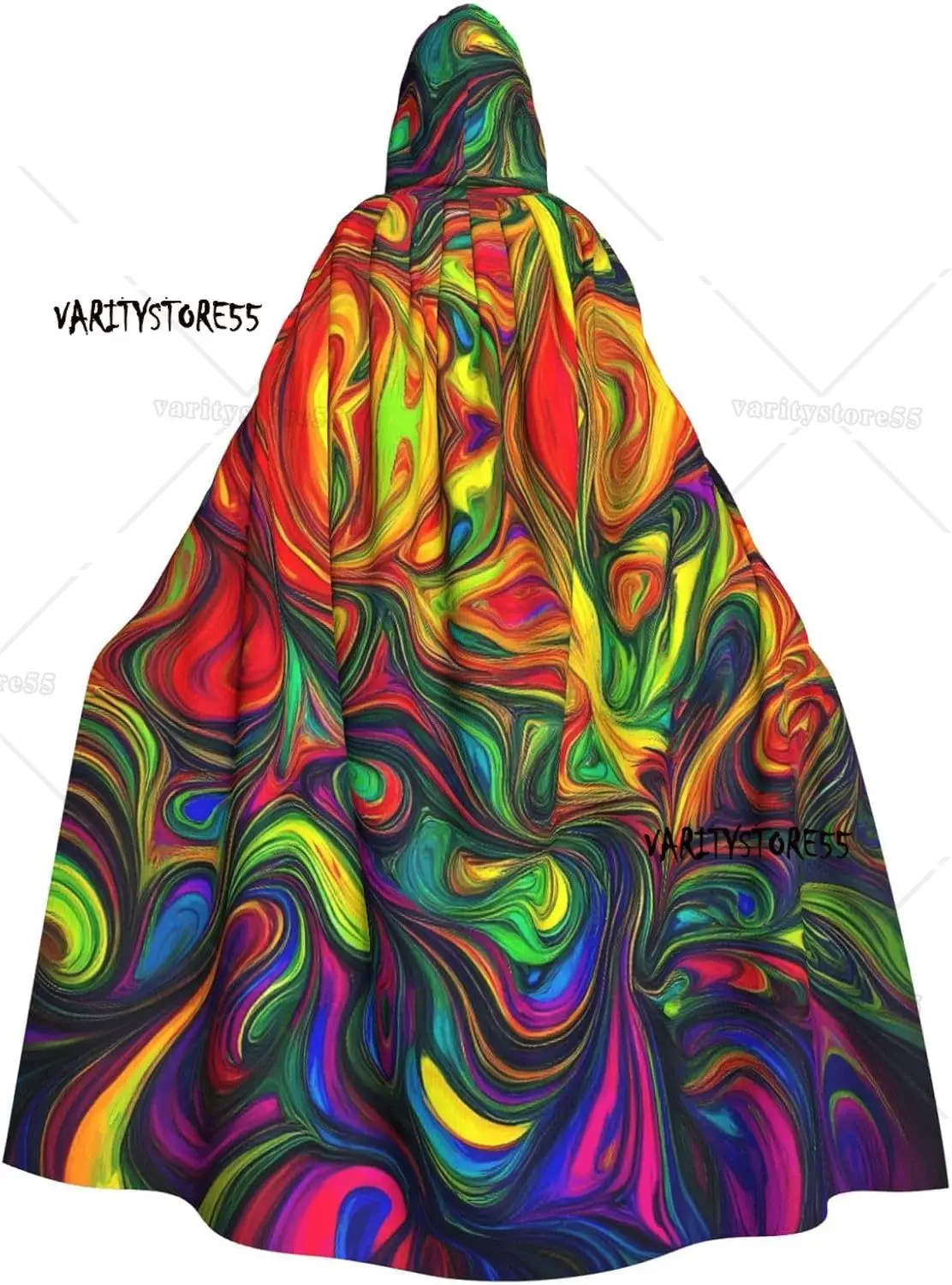 Pride Rainbow Print  Adult Cloak with Hood Halloween Christmas Witch Wizard Party Costume