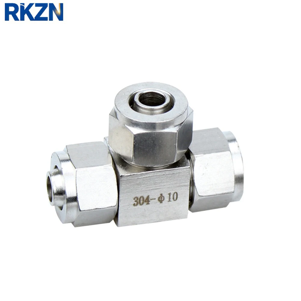 304 Stainless Steel PE Quick-Lock Three-Way Pneumatic Fitting, BSPP Male Thread for 4/6/8/10/12/16mm PU Air Tube