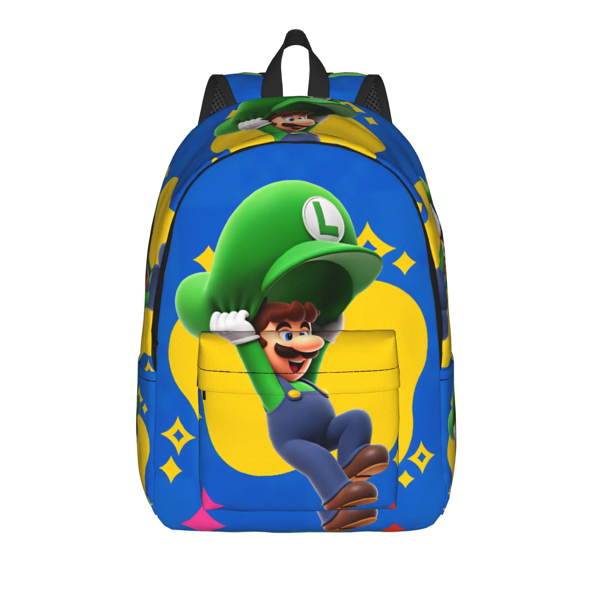 

Marioes Luigis Backpack Youth Super Mario Soft Backpacks Polyester Kawaii High School Bags Camping Custom Rucksack