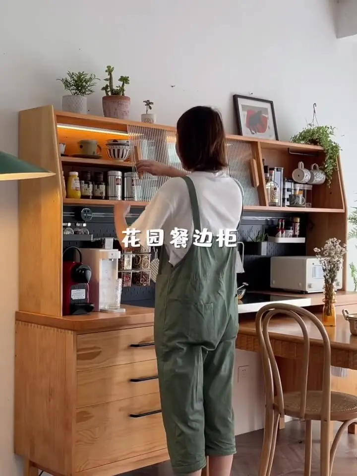 Solid wood dining side cabinet dining table and chair combination kitchen multi-functional storage locker cherry wood tea cabine