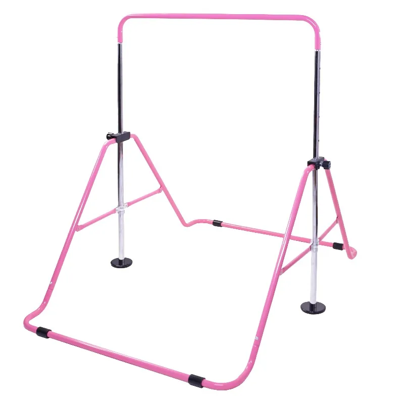 Adjustable height folding iron gymnastics rod, portable children's gymnastics training equipment, suitable for children's level