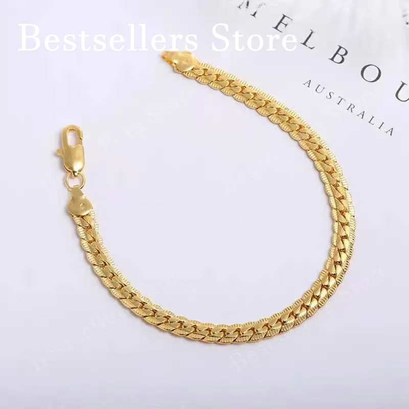 925 Sterling Silver, 18K Gold, 5mm Embossed Bracelet - Fashionable for Men and Women, Charming, Wedding Gifts and Jewelry image 3