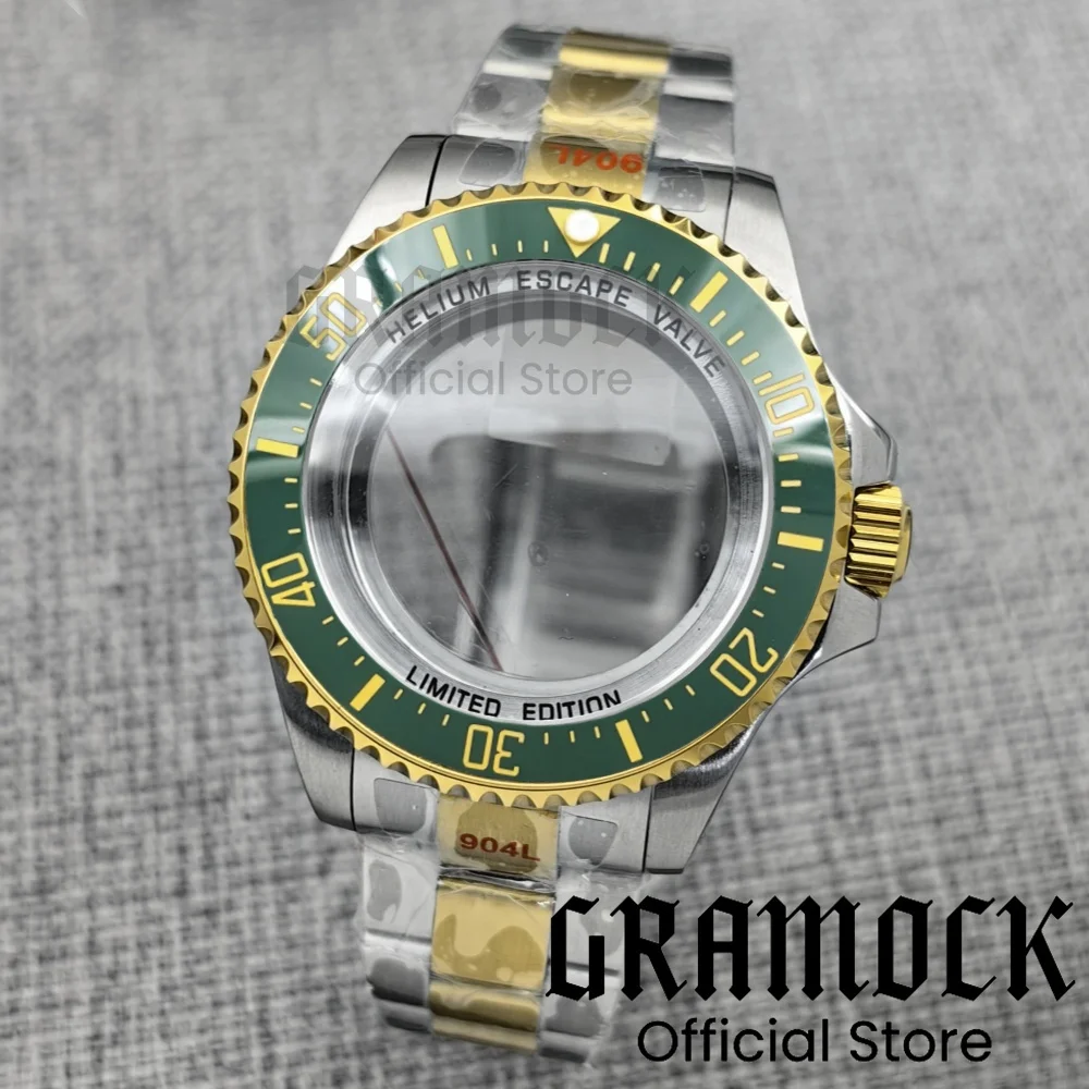 GRAMOCK 44 мм NH34 NH35 ETA2824 PT5000 Мужские серебряные, золотые/розовые золотые часы из нержавеющей стали SEA, ремешок для часов, керамический безель, золотой номер