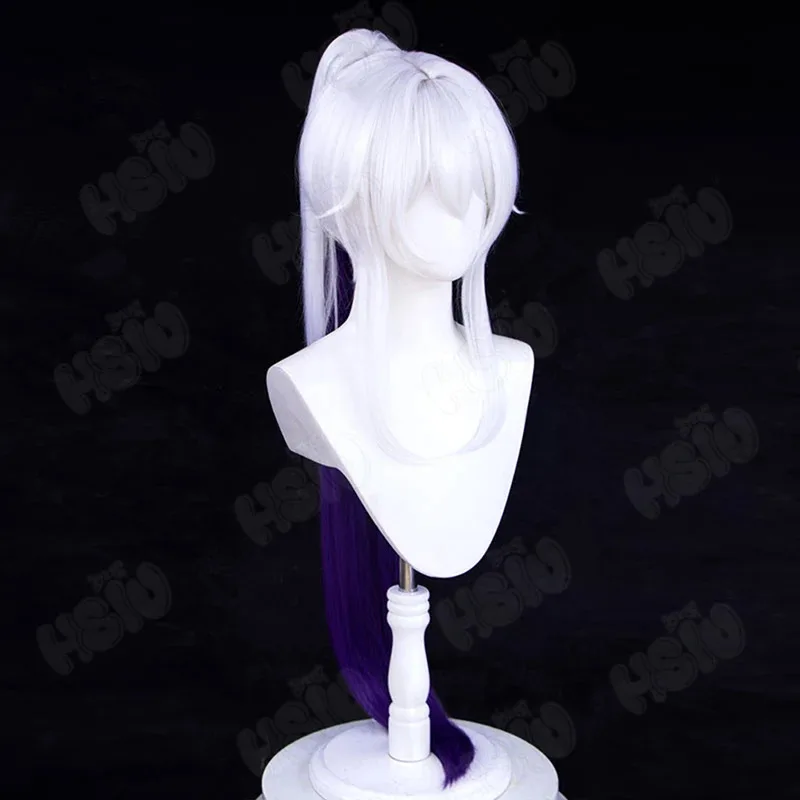 Game Honkai Impact 3 Kiana Kaslana Cosplay Wig White mixed purple ponytail long hair anime cosplay Wig Game cosplay wig
