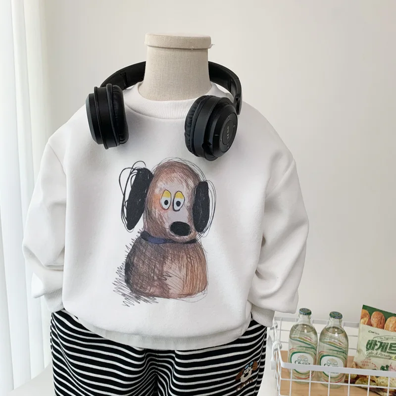 

Toddler Boys Sweatshirt 2025 Ins Autumn Cartoon Print Infant Baby Boys Top Round Neck Long Sleeved Children Boys Baby Top