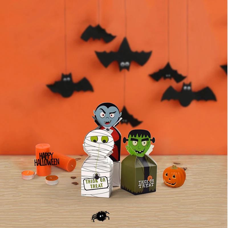 10/20pcs Halloween Monster Papier Süßigkeiten Geschenk box Keks Geister Kuchen bevorzugen Geschenk verpackungs boxen Halloween Thema Party Dekoration – Detail 4