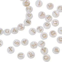 10Pcs Natural Shell Letters Flat Round String Beads Handmade DIY Making Bracelet Jewelry Accessories Beads