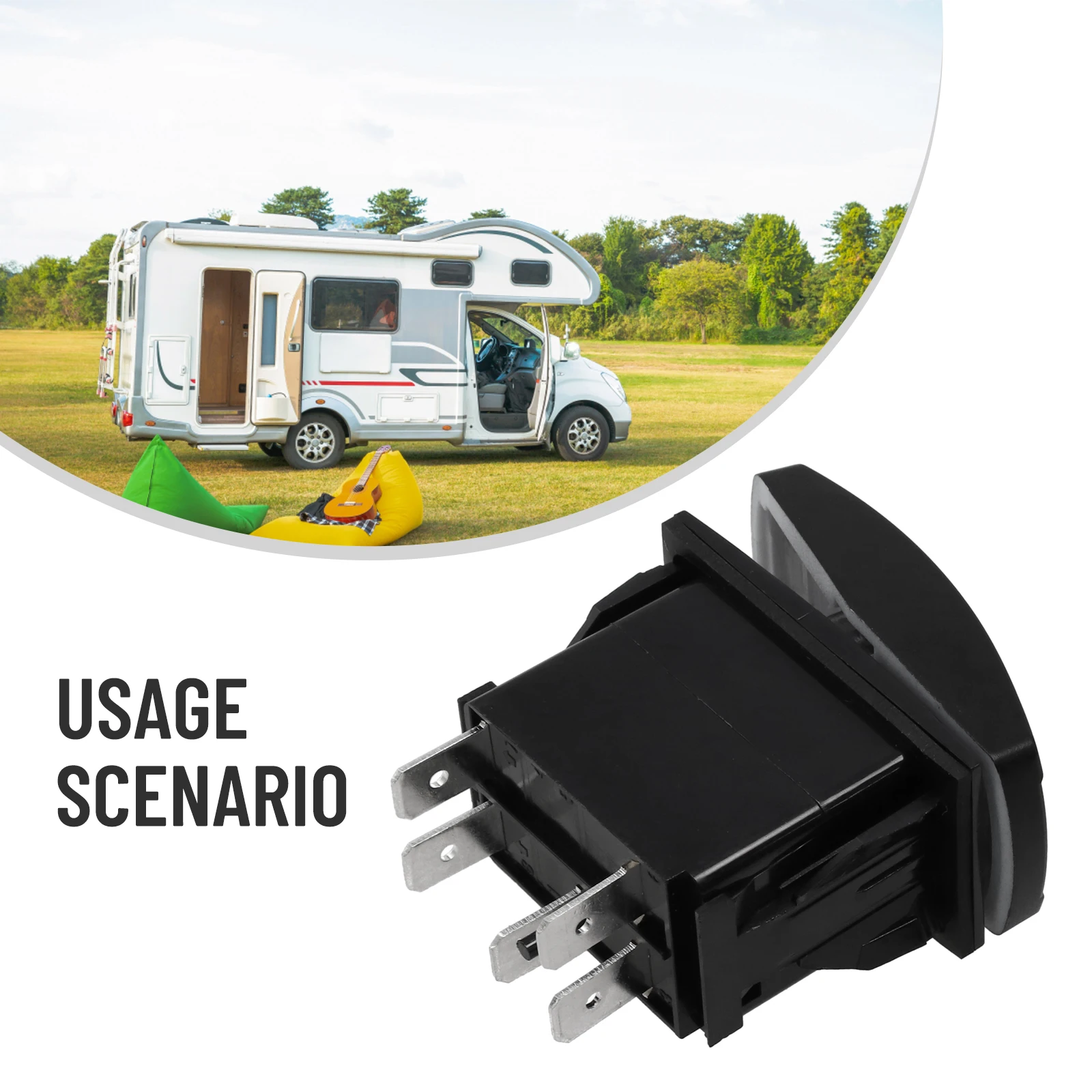 Blue LED Illuminated 5-Pin Rocker Switch for 12V 24V Cars Boats RVs ATVs with Short-Circuit Overload Protection Built-in Light