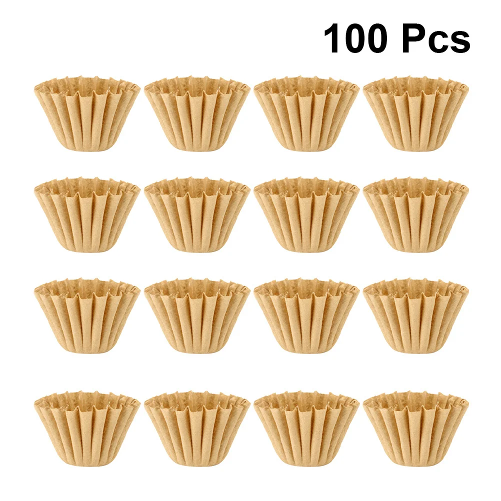 

100Pcs Coffee Filter Papers Cake Shape Unbleached Safe Odorless Even Kitchen Khaki Coffee Filter Paper