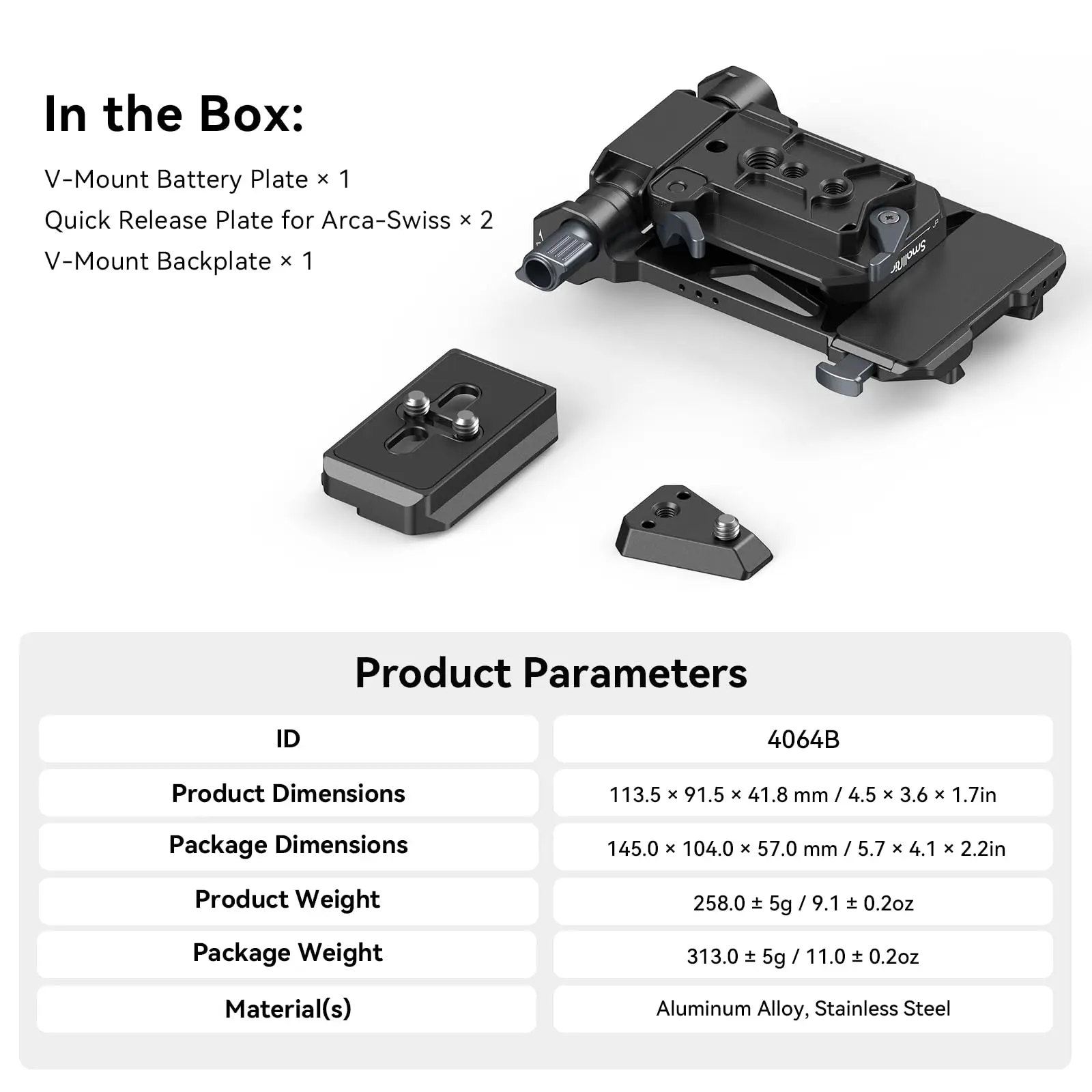 Smallrigバッテリーマウントプレートキット、vマウント、arca用の