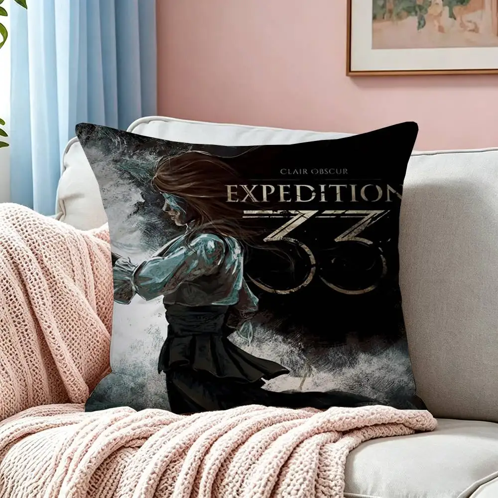 C-Clair Obscur Expedition 33 Gamer  Pillow Case Square Double-Sided Sofa Cushion Cover Bedroom Bedside Pillow