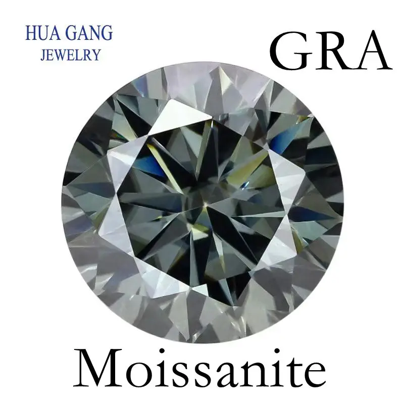 Grey Color Moissanite Stone 1.0ct 2.0ct  Beads Brilliant Cut VVS1 Excellent Cut Grade For Jewelry inlay