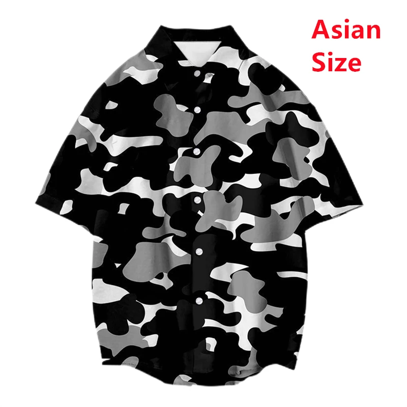 New Camouflage 3D Print Man Button Shirt Casual Short Sleeve Turn-down Collar Couples Tops Summer Tactical Military Shirts