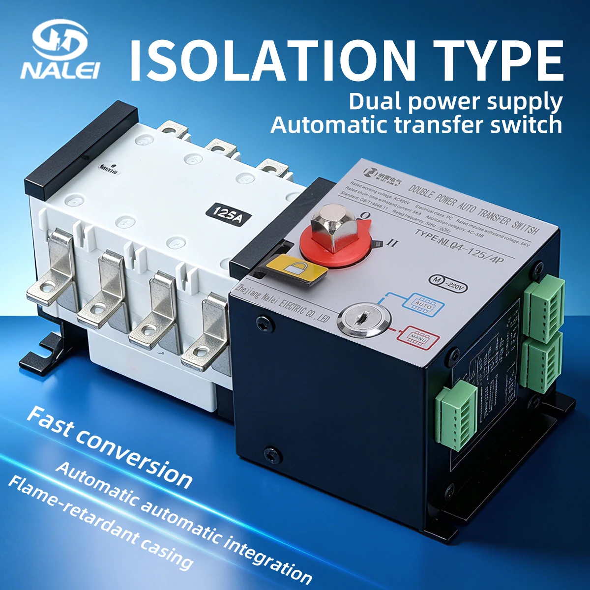 400V PC Class Isolated ATS 4P 630A 2-in 1-out Automatic Transfer Switch