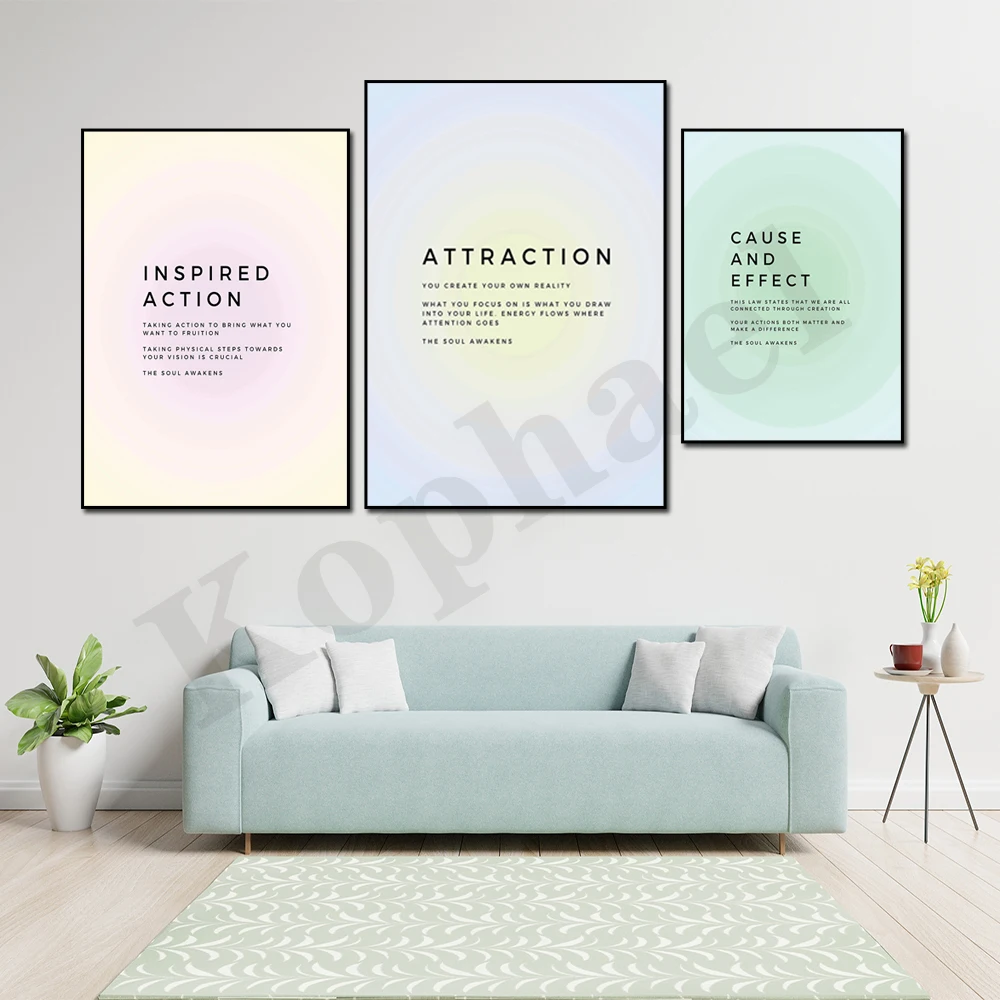 Abstract Colorful Gradient Aura Cosmic Law Manifest Affirmation Wall Decoration Poster