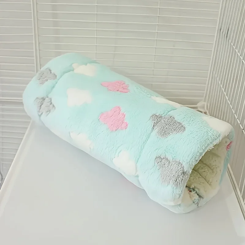 Kleines Haustier-Tunnelbett, Plüsch-Hamster-Hängematte 30x19cm, Warmes Schlafnest für Meerschweinchen, Ratten, Petauren, Chinchillas im Käfig – Detail 6