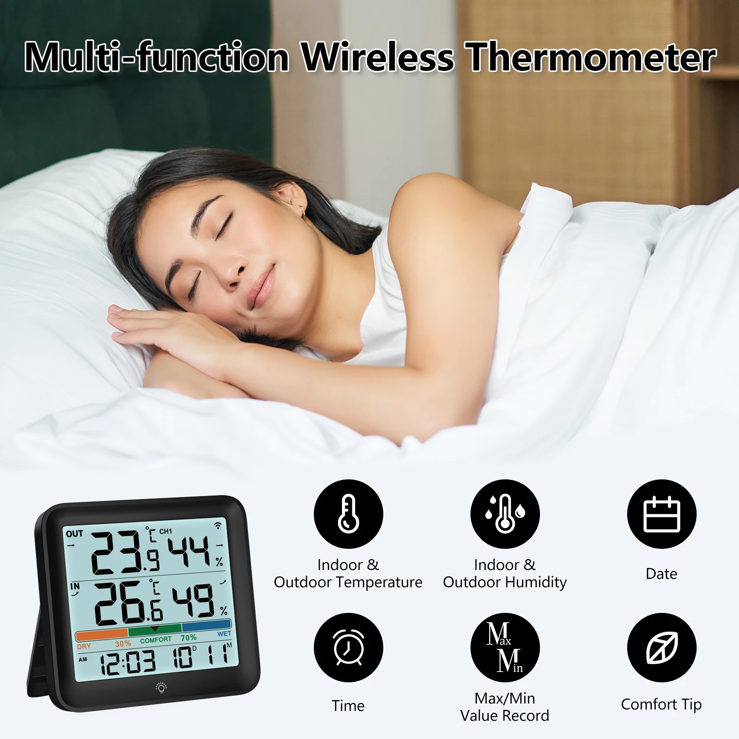 Home Weather Station LCD Digital Temperature Humidity Meter Thermometer Hygrometer Outdoor Temperature And Humidity With Sensor