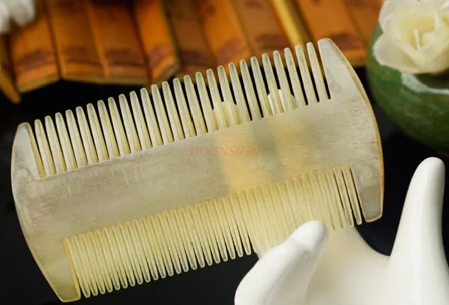 

Расческа из овечьего рога с густыми зубцами для удаления пыли, двухсторонняя расческа, небольшая расческа, расческа для бороды из овечьего рога