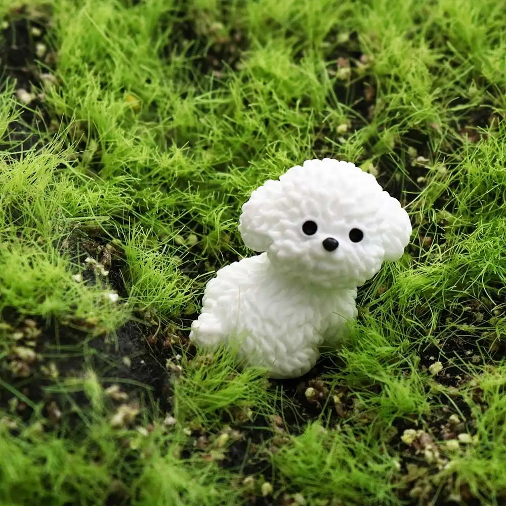 Dog Figurines Waterproof Cute White Dog Statue Cartoon Realistic Resin Dog Statue Resin Handmade Cartoon Dog Ornaments Garden