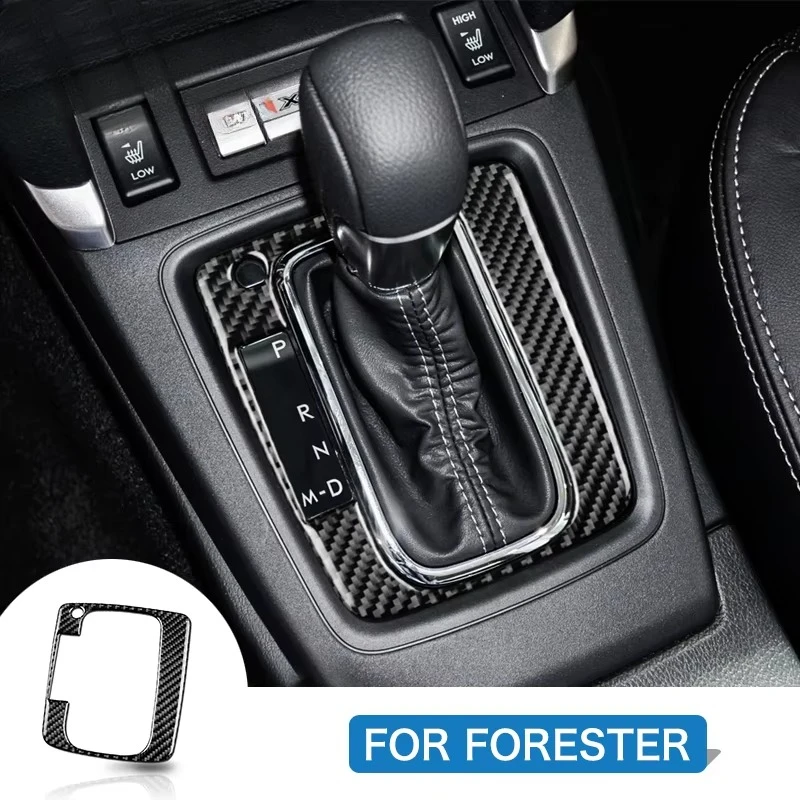 For Subaru Forester 2013–2018 Gear Shift Panel Trim Black Carbon Fiber Pattern Interior Decoration Accessories Styling Cover