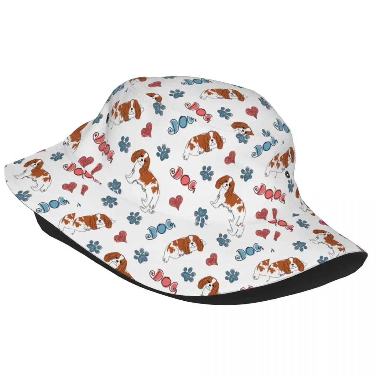 Fashion Cavalier King Charles Spaniel Bucket Hats for Women Men Printed Cute Dog Summer Beach Sun Cute Dog Fisherman Cap