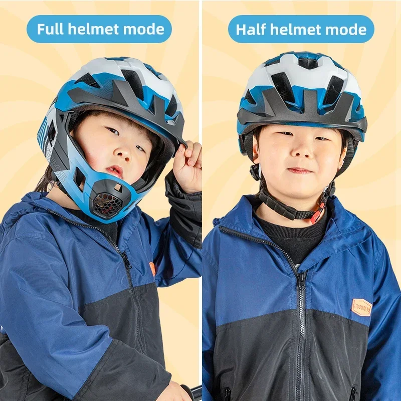 ROCKBROS Children\'s Cycling Helmet Kids Detachable Bicycle Full Face Helmet Skateboarding Scooter Safety MTB Road Bike Helmet