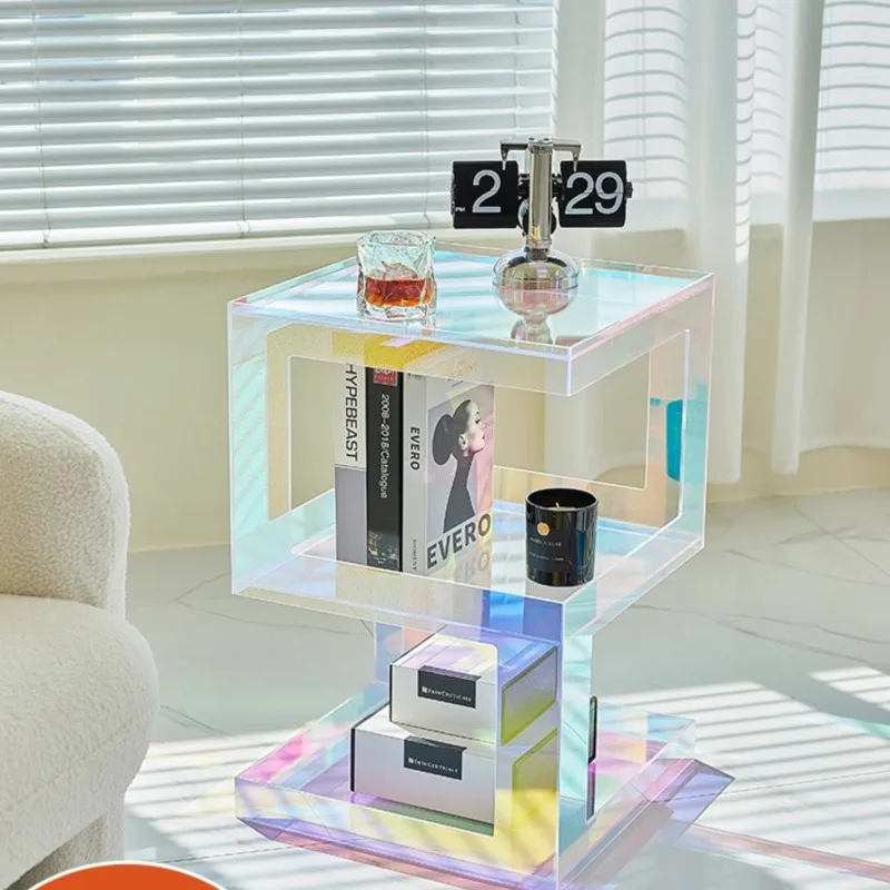 

MOMO Designer Creative Colorful Coffee Table Simple Acrylic Sofa Side Table Scandinavian Light Luxury Storage Corner Table